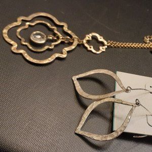 Envious brand gold necklace and silver earrings